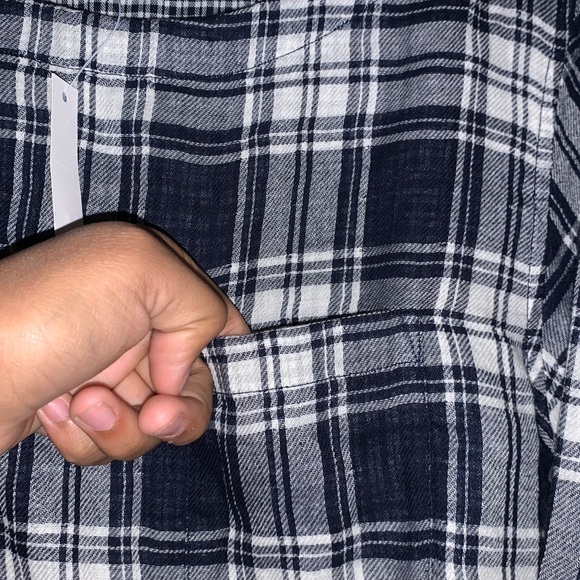 (NEW) Madewell Plaid Blue Blouse - Picture 4 of 5